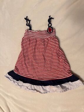 OshKosh B'gosh Red and White Striped Sundress with Navy Trim